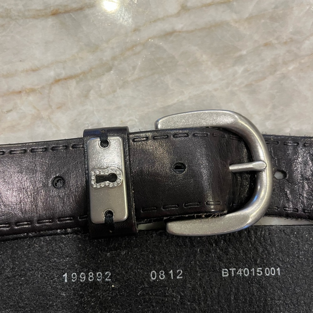 Black Fossil Leather Men's Belt large